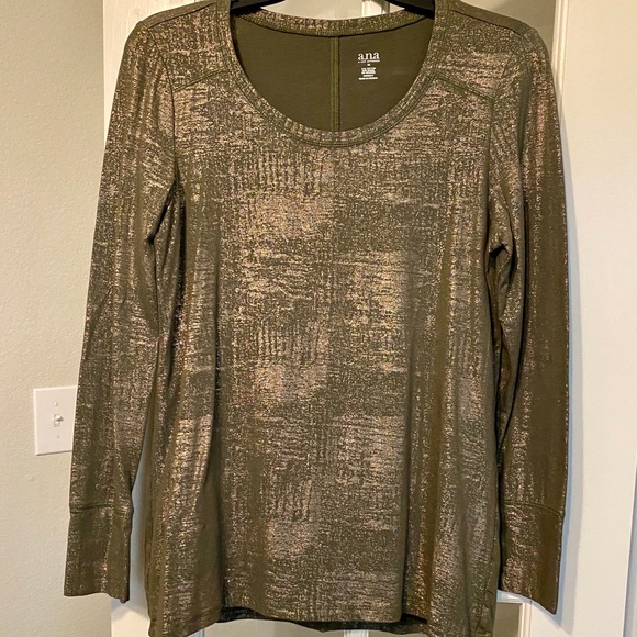 a.n.a. Army Green with Gold shimmer detail Top - Picture 1 of 5